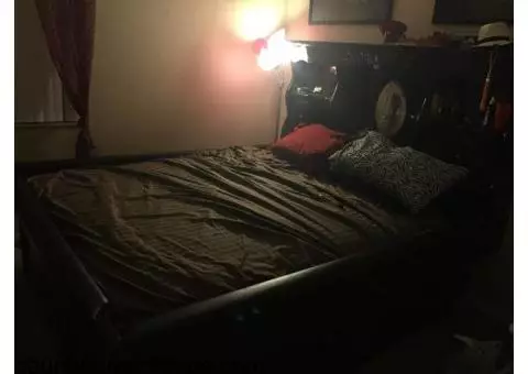 King size water bed w/ attached headboard